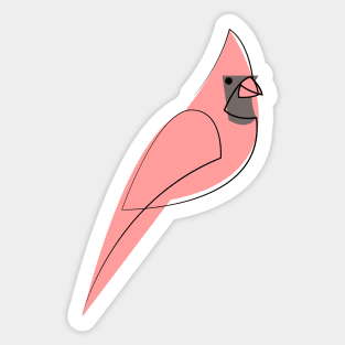 One line Red cardinal Sticker